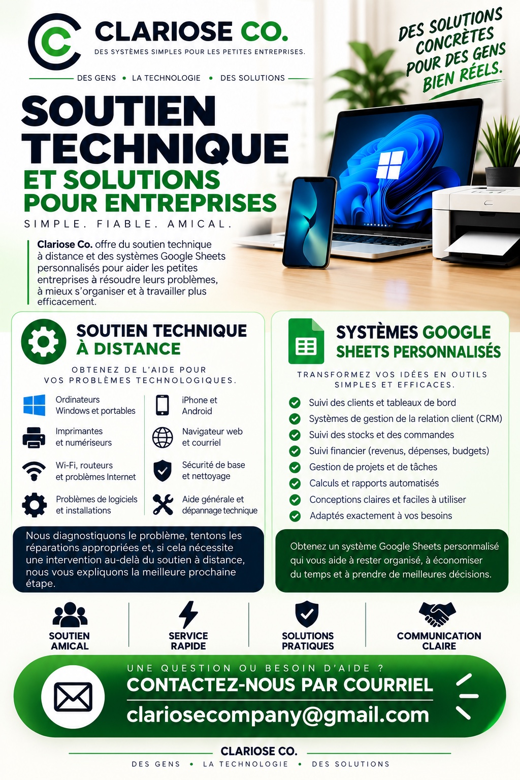 Clariose Co. French services flyer